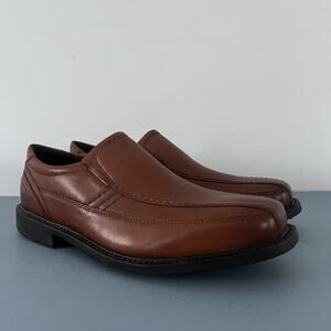 Rockport Style Leader 2 Bike Toe Slip-On Brown Leather Wide Loafers